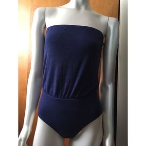 American Apparel navy tri-blend strapless leotard